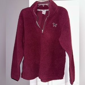 PINK Sherpa pullover w/ dog logo